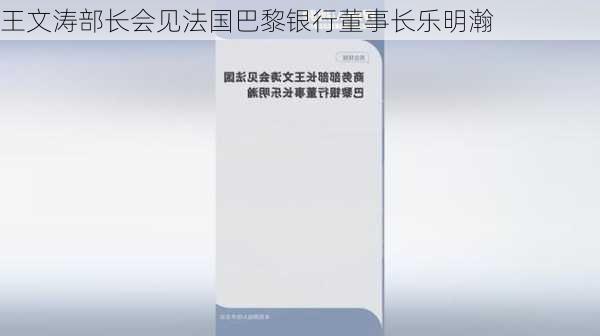 王文涛部长会见法国巴黎银行董事长乐明瀚