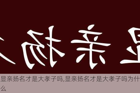 显亲扬名才是大孝子吗,显亲扬名才是大孝子吗为什么