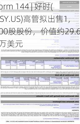 Form 144 | 好时(HSY.US)高管拟出售1,500股股份，价值约29.69万美元