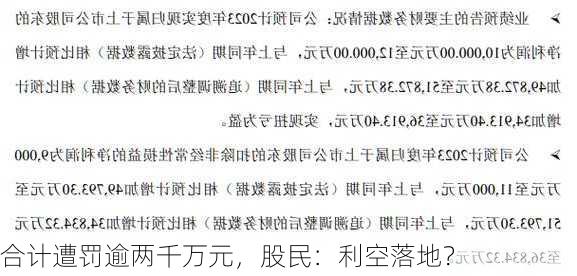 合计遭罚逾两千万元，股民：利空落地？