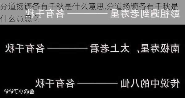 分道扬镳各有千秋是什么意思,分道扬镳各有千秋是什么意思啊