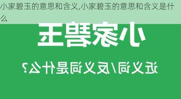 小家碧玉的意思和含义,小家碧玉的意思和含义是什么