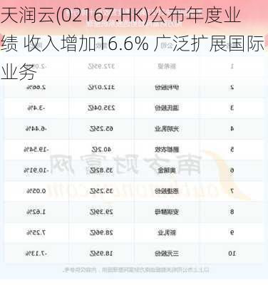 天润云(02167.HK)公布年度业绩 收入增加16.6% 广泛扩展国际业务