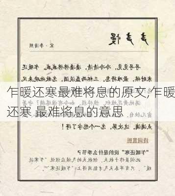 乍暖还寒最难将息的原文,乍暖还寒 最难将息的意思