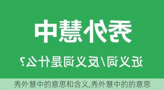 秀外慧中的意思和含义,秀外慧中的的意思