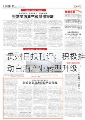 贵州日报刊评：积极推动白酒产业转型升级