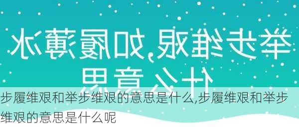 步履维艰和举步维艰的意思是什么,步履维艰和举步维艰的意思是什么呢