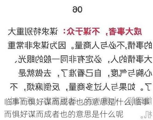 临事而惧好谋而成者也的意思是什么,临事而惧好谋而成者也的意思是什么呢