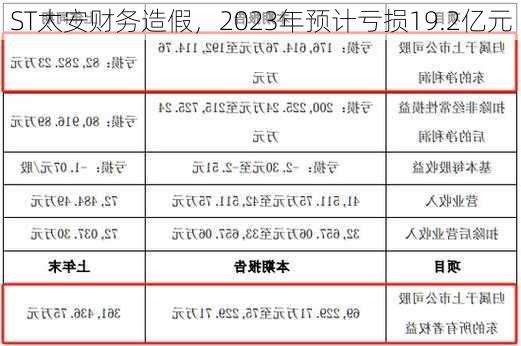 ST太安财务造假，2023年预计亏损19.2亿元