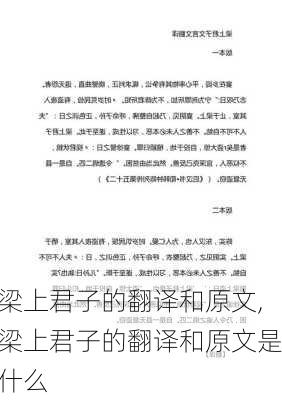 梁上君子的翻译和原文,梁上君子的翻译和原文是什么