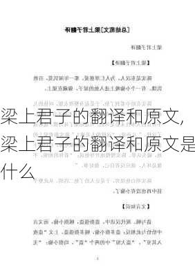 梁上君子的翻译和原文,梁上君子的翻译和原文是什么