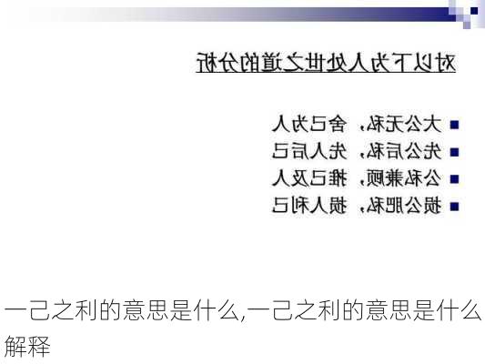 一己之利的意思是什么,一己之利的意思是什么解释