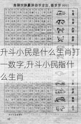 升斗小民是什么生肖打一数字,升斗小民指什么生肖