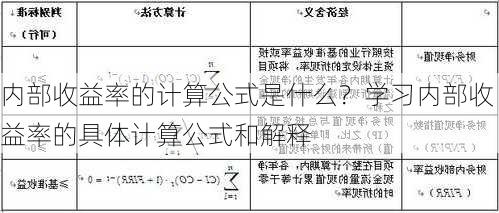 内部收益率的计算公式是什么？学习内部收益率的具体计算公式和解释