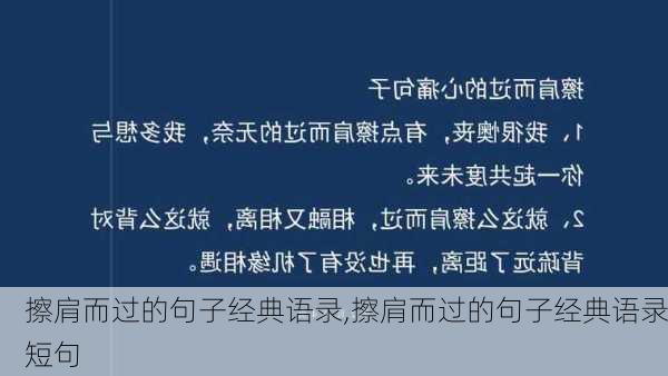 擦肩而过的句子经典语录,擦肩而过的句子经典语录短句