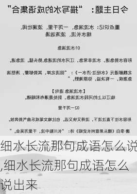 细水长流那句成语怎么说,细水长流那句成语怎么说出来