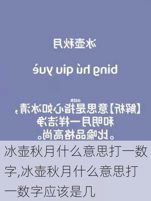 冰壶秋月什么意思打一数字,冰壶秋月什么意思打一数字应该是几