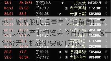 热门旅游股80后董事长遭留置！国际无人机产业博览会今日召开，这一省份无人机企业突破1万家