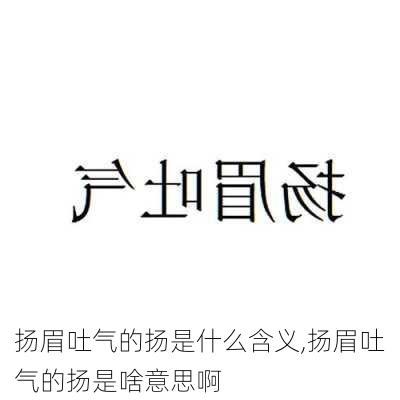 扬眉吐气的扬是什么含义,扬眉吐气的扬是啥意思啊