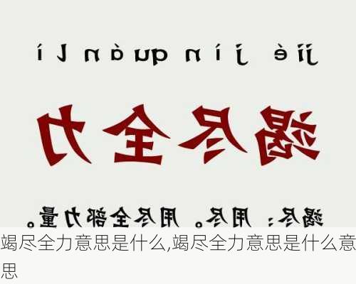 竭尽全力意思是什么,竭尽全力意思是什么意思