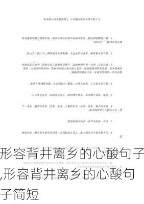 形容背井离乡的心酸句子,形容背井离乡的心酸句子简短