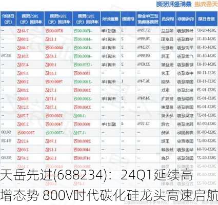 天岳先进(688234)：24Q1延续高增态势 800V时代碳化硅龙头高速启航