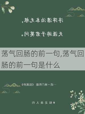 荡气回肠的前一句,荡气回肠的前一句是什么