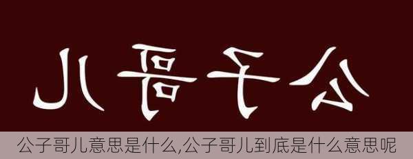 公子哥儿意思是什么,公子哥儿到底是什么意思呢