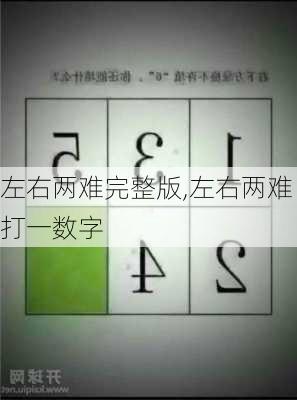 左右两难完整版,左右两难打一数字