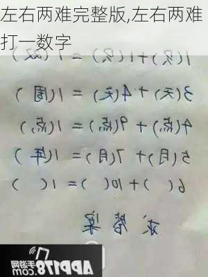 左右两难完整版,左右两难打一数字