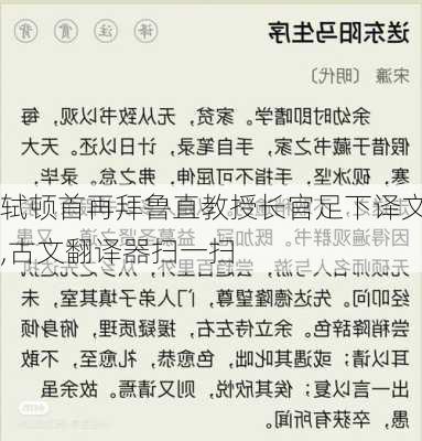 轼顿首再拜鲁直教授长官足下译文,古文翻译器扫一扫