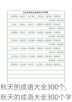 秋天的成语大全300个,秋天的成语大全300个字