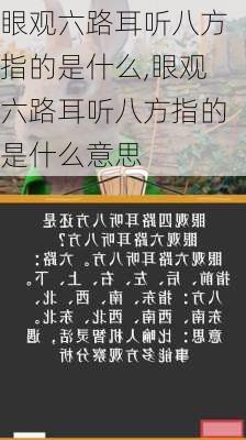 眼观六路耳听八方指的是什么,眼观六路耳听八方指的是什么意思