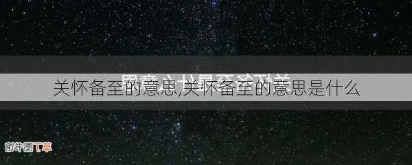 关怀备至的意思,关怀备至的意思是什么