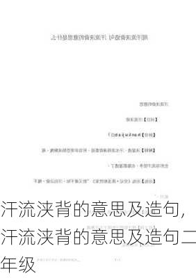 汗流浃背的意思及造句,汗流浃背的意思及造句二年级