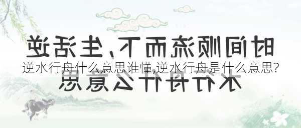 逆水行舟什么意思谁懂,逆水行舟是什么意思?