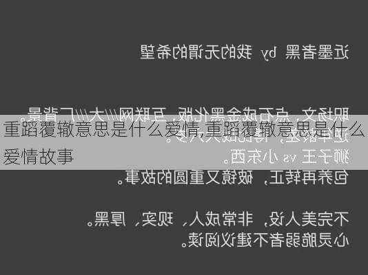 重蹈覆辙意思是什么爱情,重蹈覆辙意思是什么爱情故事