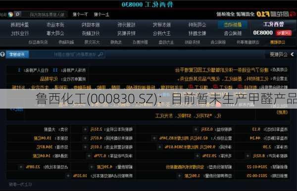 鲁西化工(000830.SZ)：目前暂未生产甲醛产品