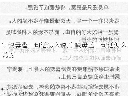 宁缺毋滥一句话怎么说,宁缺毋滥一句话怎么说的