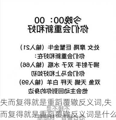 失而复得就是重蹈覆辙反义词,失而复得就是重蹈覆辙反义词是什么