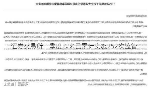 证券交易所二季度以来已累计实施252次监管