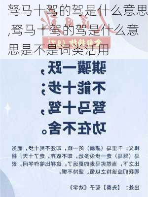 驽马十驾的驾是什么意思,驽马十驾的驾是什么意思是不是词类活用