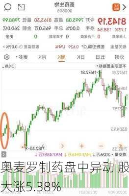 奥麦罗制药盘中异动 股价大涨5.38%