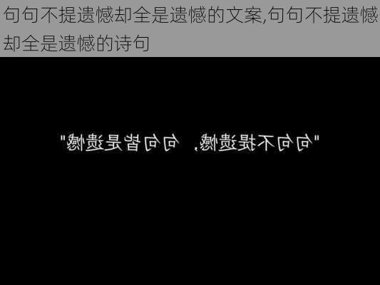 句句不提遗憾却全是遗憾的文案,句句不提遗憾却全是遗憾的诗句