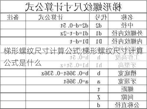 梯形螺纹尺寸计算公式,梯形螺纹尺寸计算公式是什么