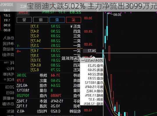 宝丽迪大跌5.02% 主力净流出3099万元