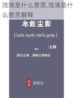 浊清是什么意思,浊清是什么意思解释