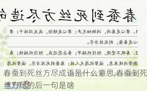 春蚕到死丝方尽成语是什么意思,春蚕到死丝方尽的后一句是啥