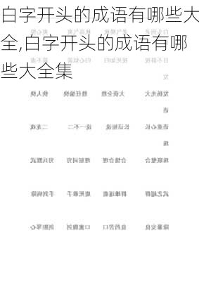 白字开头的成语有哪些大全,白字开头的成语有哪些大全集