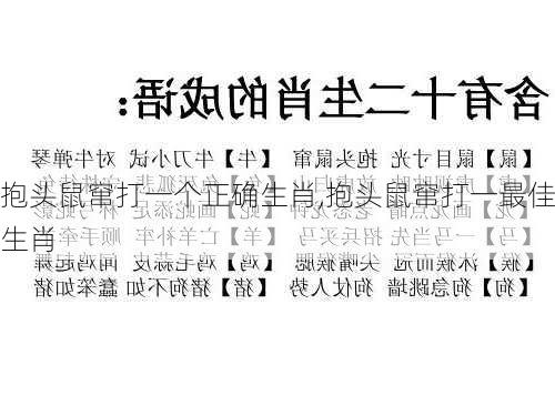 抱头鼠窜打一个正确生肖,抱头鼠窜打一最佳生肖